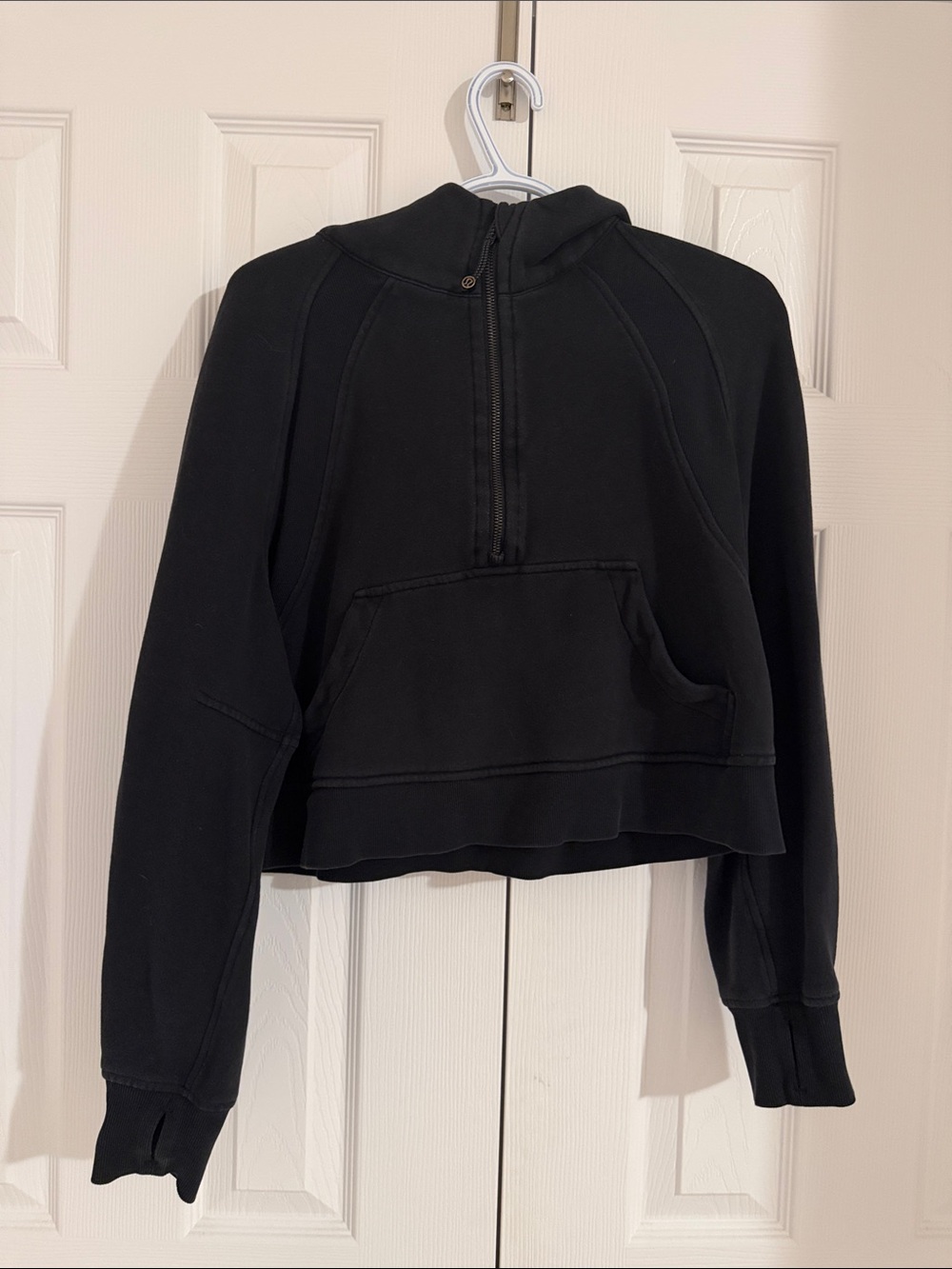 Lululemon Women's Black Half-Zip Cropped Hoodie